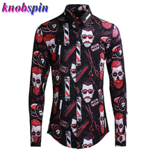 Moda impresso camisa masculina 2019 turn-down collar manga longa casual roupas masculina de negócios alta qualidade camisas de vestido masculino 2024 - compre barato