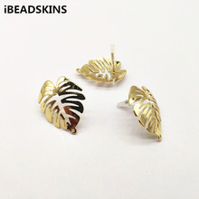 New arrival! 29x24mm 100pcs feather-shape stud earrings,earrings accessories,Earring parts for DIY hand Made jewelry making 2024 - buy cheap