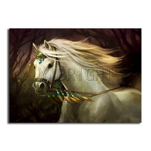 Completo redondo bordado de diamante ponto de cruz branco cavalo quadrado completo pintura de diamante floresta balck diy 3d mosaico de animal 2024 - compre barato