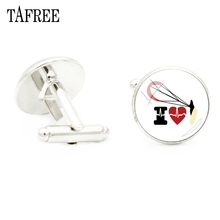 TAFREE Charm Surf Silver Plated Cufflinks Mens Glass Cabochon Vintage Print Picture Silver Color Shirt Cuff Links Jewelry SF23 2024 - buy cheap