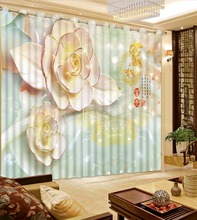Cortina con estampado 3D para baño, Jade tallado con flores de cortina de ducha, personalizada, de cualquier tamaño 2024 - compra barato