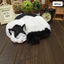 big real life sleeping cat model plastic&furs new black&white cat doll gift about 29x31x10cm xf1428 2024 - buy cheap