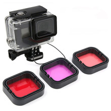 Carcasa impermeable para cámara GoPro Hero 5, 6, 7, montaje de filtros para bucear, filtro de Color para objetivos, cubierta de esponja para Cámara de Acción 2024 - compra barato