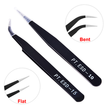 Stainless Steel Bent Flat Tweezer Nail Art Rhinestones Gem Decor Picking Tool Makeup Indivisual Eyelashes Tweezers 2024 - buy cheap