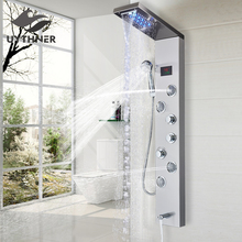 Newly Luxury Black/Brushed Bathroom Shower Faucet LED Shower Panel Column Bathtub Mixer Tap With Hand Shower Temperature Screen 2024 - buy cheap