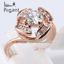 A1-R300 Italina Rigant Fashion Flower CZ Ring 18KGP Jewelry Size 5.5-9 2024 - buy cheap