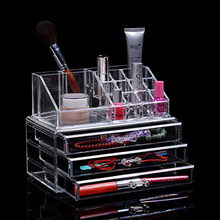 Organizador de maquiagem acrílica transparente, caixa de armazenamento organizadora de gavetas e cosméticos para mesa, joias, batom e pincéis de maquiagem 2024 - compre barato