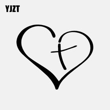 Yjzt 13.1cm * 11cm coração com cruz no centro decalque etiqueta do carro vinil cristão preto/prata C3-1268 2024 - compre barato