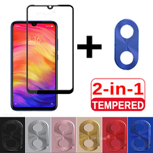 Cristal Protector 2 en 1 para Xiaomi Redmi Note 7, Protector de pantalla, película, lente trasera, cámara, anillo de Metal, vidrio templado 2024 - compra barato