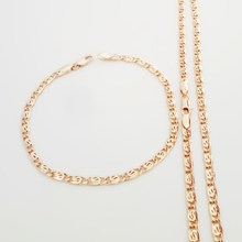 Conjuntos de joyería de 3MM de ancho para mujer, conjuntos de joyería de Color oro rosa 585, cadenas de eslabones, collar y pulsera, conjuntos de joyería 2024 - compra barato