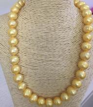 free shipping Noble jewelry baroque 11-12mm natural golden south seas pearl necklace 2024 - buy cheap