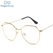 Óculos vintage de polígono, armação retrô de marca feminina, designer óculos de olho liso óculos para óculos ha71 2024 - compre barato