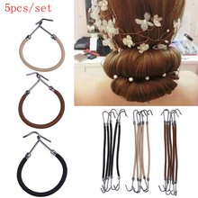 Tiras elásticas de borracha para cabelo, para trança grossa/cacheado/unruly ferramentas para estilizar cabelo rabo de cavalo ganchos bandana grampos de cabelo 5 peças 2024 - compre barato