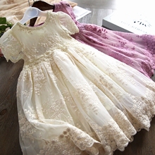 Purple Flower Summer Dress Girl New Evening Girls Lace Dress Children Hollow Out Baby Girls Dresses For Party And Wedding O-Neck 2024 - buy cheap
