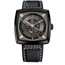 Agelocer Top Brand Luxury Watch Men Designer Square Watch Waterproof Leather Strap All Black Mechanical Watches 5603J3 2024 - buy cheap