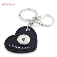 10PCS New Wholesale Interchangeable Snap Jewelry Heart Shape Leather Handbag Charm Snap Key Chain Key Ring Women Men Gift Bijoux 2024 - buy cheap