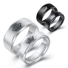 Yobest-Anillo de boda de acero inoxidable para hombre y mujer, sortija de boda, Rey y Reina, color negro, 2019 2024 - compra barato