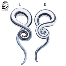Black&White  Pyrex Glass Ear Spiral Taper Ear Gauge Plug Ear  Stretcher Expander Body Piercing Jewelry 2024 - buy cheap