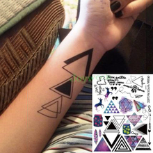Tatuagem adesiva temporária, adesivo de tatuagem geométrica triangular, de papel, avião, veado, flash, tatuagem falsa para mulheres e meninas 2024 - compre barato
