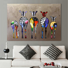 Pinturas abstratas de arte em tela, zebra, parede, animais coloridos, impressão de arte, animais africanos, imagens de arte para sala de estar 2024 - compre barato