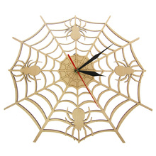 Reloj de pared de madera Natural con diseño de araña, moderno reloj de pared con diseño de araña escalofriante, cueva de Onyx para decoración del hogar, regalo para Halloween 2024 - compra barato