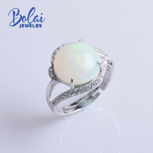 Bolaijewelry-Anillo de plata de ley 2018 con piedras preciosas de ópalo, joyería fina, ajustable, de lujo, para mujeres 2024 - compra barato