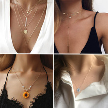 2019 Fashion Necklace for Women Gold Color Pentacle Multiple  Layered Necklace Long Necklaces Boho Jewelry  Gift for best friend 2024 - buy cheap