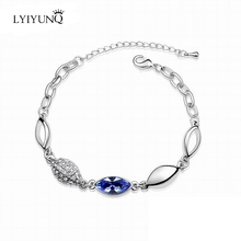 LYIYUNQ High Quality Crystal Bracelet Romantic Rhinestone Wedding Jewelry Fashion Silver-Color Bracelets For Women 2024 - buy cheap