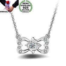 OMHXZJ-colgante de plata esterlina 925 para mujer y niña, collar con diseño de amatista blanca, lazo, circonita AAA, NC94 2024 - compra barato