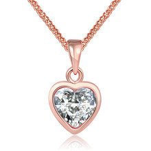 Hot Sales Rose Gold Color Heart Pendant Necklace with Clear AAA Zircon Woman & Girl Fashion Jewelry Engagement Gift Collier 2024 - buy cheap