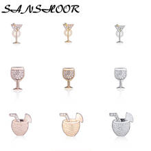SANSHOOR Coconut Drink Wine Glass Martini Slide Charms Fit Keys Chain Leather Keepers Wrappable Bracelets Pendant Necklace 9Pcs 2024 - buy cheap