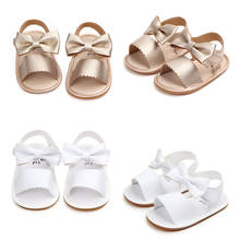 Cute Newborn Infant Baby Girls PU Leather Bowknot Sandals Princess Party Shoes  pudcoco Infant Baby Soft Sole PU Leather Bowknot 2024 - buy cheap