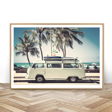Quadro de arte retrô para trailer van, telas para carro, impressão de parede do mar, palmeira, pintura em tela para praia, arte boho e decoração de casa 2024 - compre barato