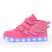 STRONGSHEN Pink USB Charging Led Children Shoes With Light Up Kids Casual Boys&Girls Luminous Sneakers Glowing Shoe Hook&Loop 2024 - buy cheap