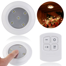 White Wireless 5LED Remote Control Wall Lamp Puck Light Room Cabinets 2024 - buy cheap
