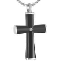 IJD9408 Trendy Stainless Steel Inlay Black Cross Cremation Pendant Memorial Necklace Urn Ashes Holder Keepsake Jewelry For Men 2024 - buy cheap