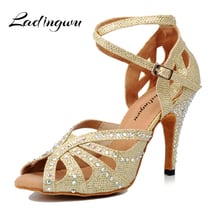 Ladingwu Glitter Rhinestone Dance Shoes Latin Women Golden Silver Salsa Dancing Shoes For Woman Ballroom Party Dance Sandals 2024 - buy cheap