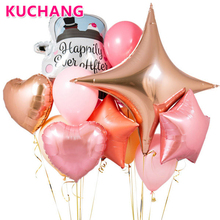 1 Set Rose Gold Four-Star Wedding Car Foil Balloon Pink Latex Valentine's Day Wedding Decoration Love Anniversary Party Supplies 2024 - buy cheap