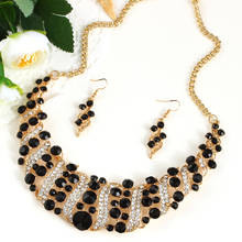 african beads jewelry sets black rhinestone cubic crystal statment necklaces with drop earrings set for engagement 2024 - buy cheap