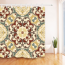LB-cortina de ducha impermeable de Damasco barroco Vintage, tela de poliéster multicolor Floral de lujo para baño, decoración artística de bañera 2024 - compra barato