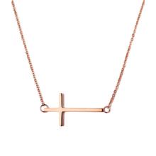 Aoloshow simples rosa cor de ouro lado cruz corrente colar feminino infinity gargantilha cruz barra colar jóias Nl-2349 2024 - compre barato