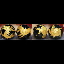 8-14mm 4pcs Natural Round Black Agates Beads Gold Carved Dragon Turtle Tiger Phoenix Beads For Jewelry Making Beads Accessories 2024 - buy cheap