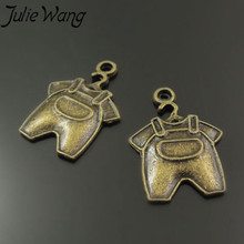 JulieWang 60pcs/pack Zinc Slloy Ancient Bronze Compact Baby Child Clothes Bib Style Jewelry Accessories Pendant For Mom 2024 - buy cheap