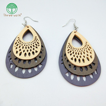 E158 Wholesale Price Fashion Wood Earrings , Afro Women Pick Gift Wooden Jewelry 2024 - buy cheap