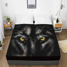 Sábana de cama personalizada con estampado 3D y elástico, Sábana bajera Queen/King, Funda de colchón Animal Ojo de lobo negro, 160x20/150x200, envío directo 2024 - compra barato