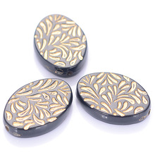 Miasol 50 Pcs 20x28mm Plating Acrylic Stripe Flat Oval Shape Antique Design Spacers Charms Beads For Diy Jewelry Bracelet Making 2024 - buy cheap