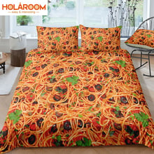 Conjunto de cama estampado criativo, conjunto de edredom e capa de macarrão, estampa king/queen 2024 - compre barato