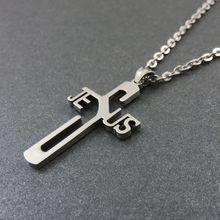 Jesus Logo Necklace Pendant, Stainless Steel Cross Necklace Pendant, Fashion Christmas Gift Party Jewelry 2024 - buy cheap