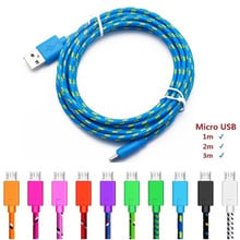 Cabo para carga rápida, conexão usb, 1, 2 ou 3 metros, fio de nylon, para samsung, sony, xiaomi, lg, lg, sistema android 2024 - compre barato