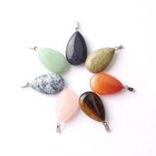 Natural Stone Pendants 42*23mm Water Drop Pendant Yellow Tger Eye Opal Rose Quartzs Carnelian Aventurine Healing Spiritual Beads 2024 - купить недорого